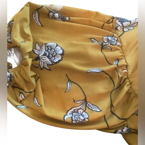 Eloquii Elements Floral Mustard Yellow Faux Wrap Dress Size 18/20 NWOT So pretty - Picture 8 of 10